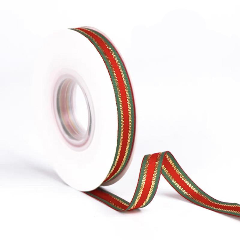25Yards/Roll Stripes Ribbon DIY Crafts Bows Floral Decor Red Green Ribbons for Cake Box Gift Packaging 2.5cm Christmas