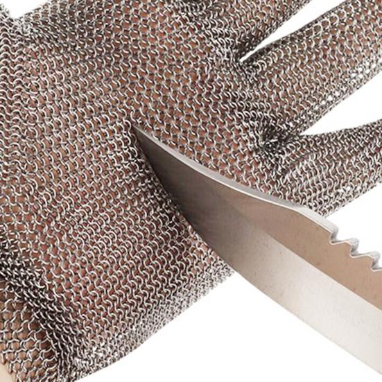 1Pc Cut Resistant Gloves A9 Protection Level Stainless Steel Safety Anti Cutting Gloves Adjustable Wrist Strap Gloves for Butcher Fishing Oyster