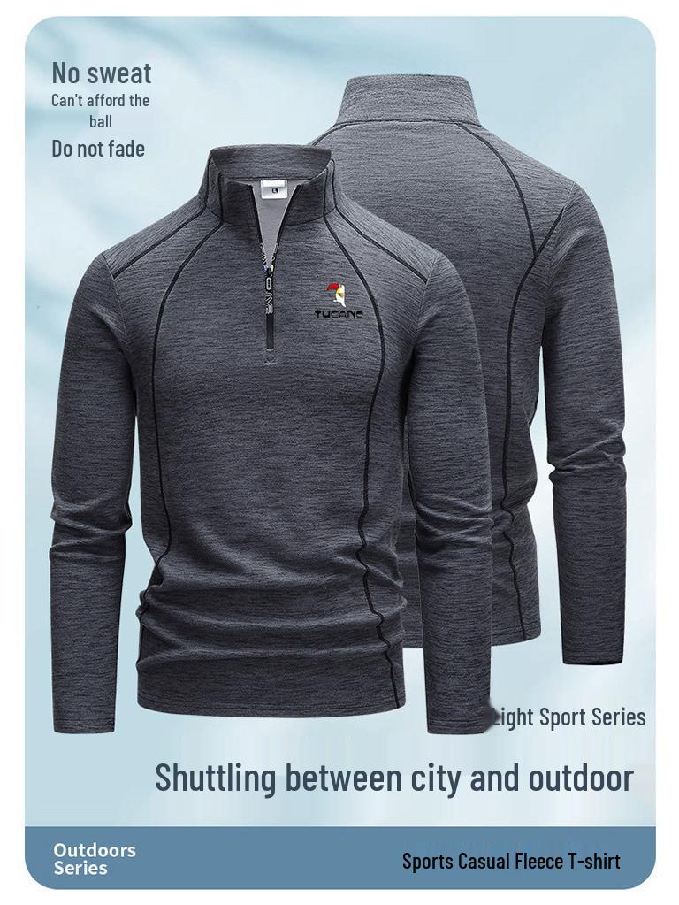 Men's Warm Fleece Pullover Hoodie - Autumn/Winter Outdoor Breathable Velvet Base Layer