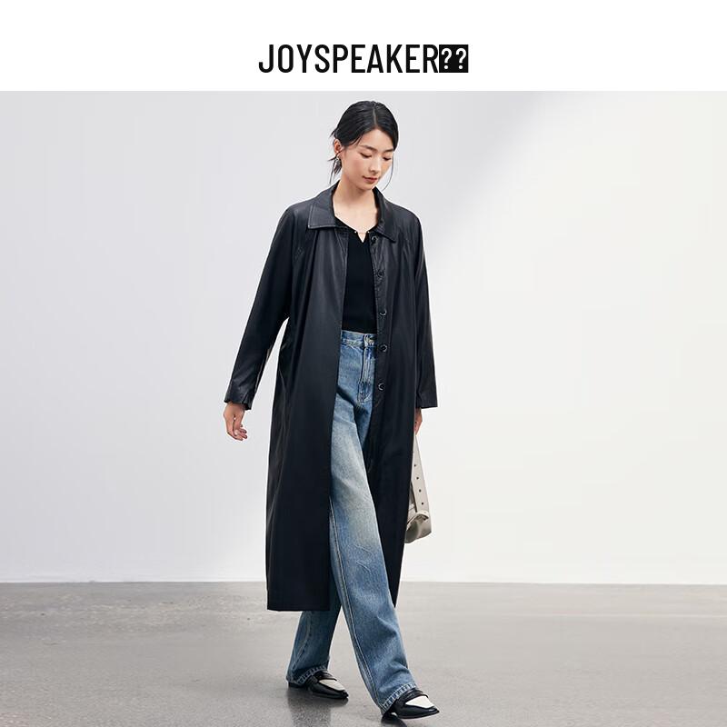 JOY SPEAKER Women s Autumn Mid-Length Faux PU Trench Coat F