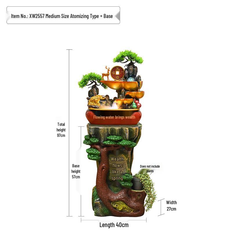 Feng Shui Wealth-Attracting Desktop Fountain with Treasure Bowl - Ideal for Home, Office, Shop Decoration.