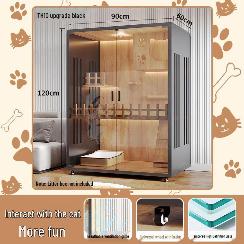 Wooden Indoor Cat Villa: Multi-Functional Pet Cabinet Shelter and Bed