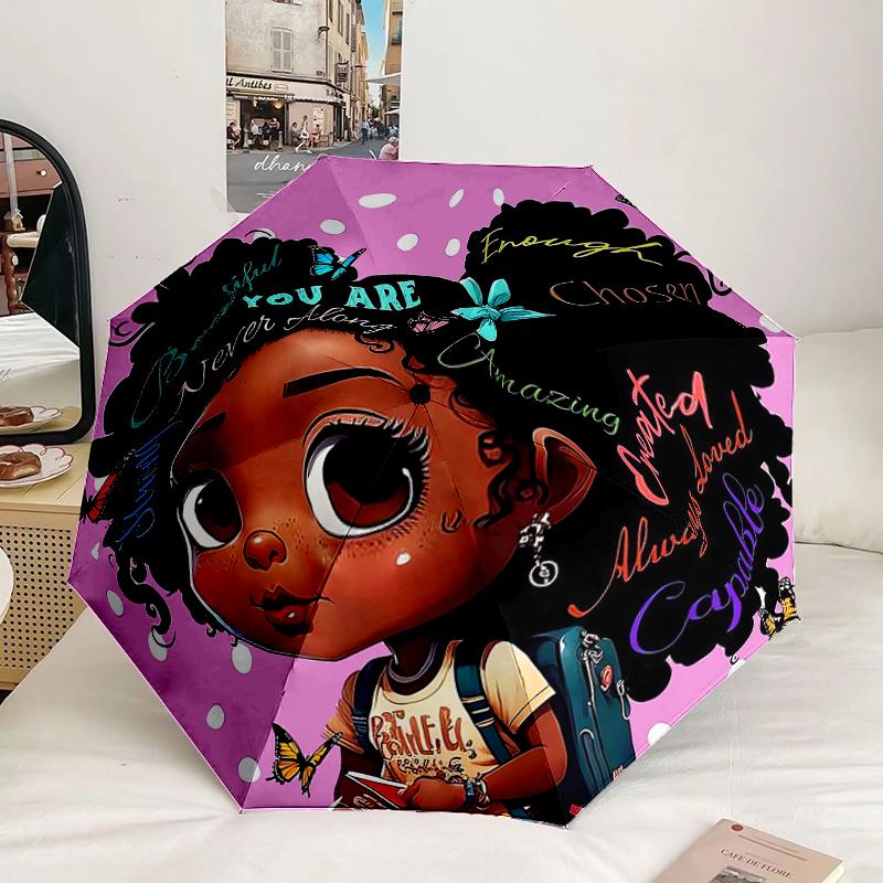 Black Princess Magic Celebration Umbrella 8-Frame for Travel, camping, Casual Lightweight Portable Umbrella, Essential for every family Holidays Gift