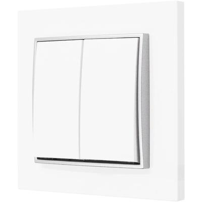 Double Switch with Frame Karlik Mini, White/silver