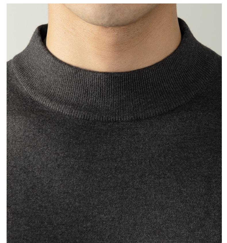 Italian Light Luxury Men's Wool High-Neck Short-Sleeve Knit T-Shirt for Commuting and Casual Autumn/Winter Wear