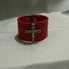 Meier Hip-hop punk cross rhinestone bracelet - diamond-accented pu leather jewelry
