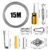 15M Cable Wire 304 Stainless Steel Ropes with Heavy Duty Anti-Rust Hardware Kit for Awning Canopy Wire Clothesline Rustproof Kit