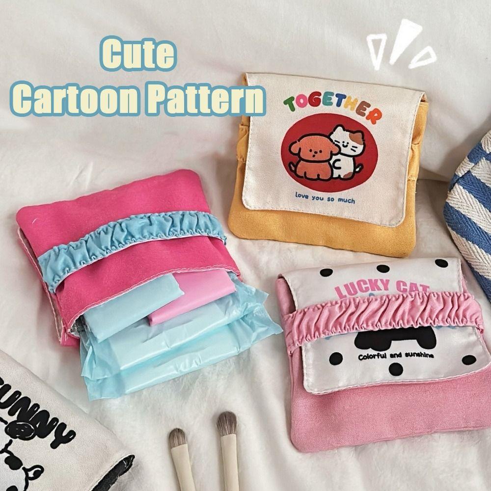 Puppy/Cat Pattern Tampon Organizer Pouch Portable Coin Purse Cute Sanitary Pad Bag  Women