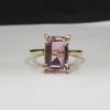 Prong Set Pink Kunzite 925 Sterling Silver Yellow Gold Overlay Ring Jewelry