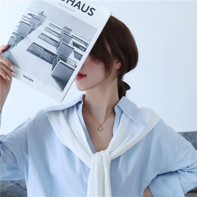 18K Gold-Plated Minimalist Lock Necklace – Short Titanium Steel Clavicle Chain