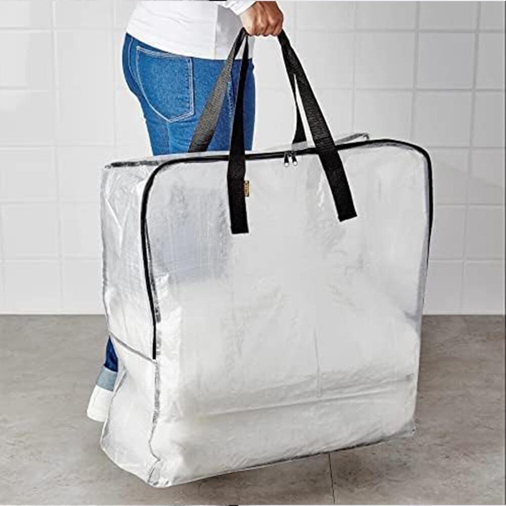 3 PCS Large Storage Bags Waterproof Clear Reusable Heavy Duty Zipper Laundry Bags Home Organization and Storage Household Items