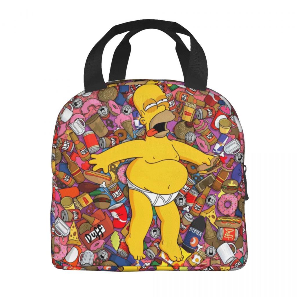 The S-Simpsons Face Accessories Insulated Lunch Bag For Travel Food Storage Bag Portable Cooler Thermal Lunch Boxes