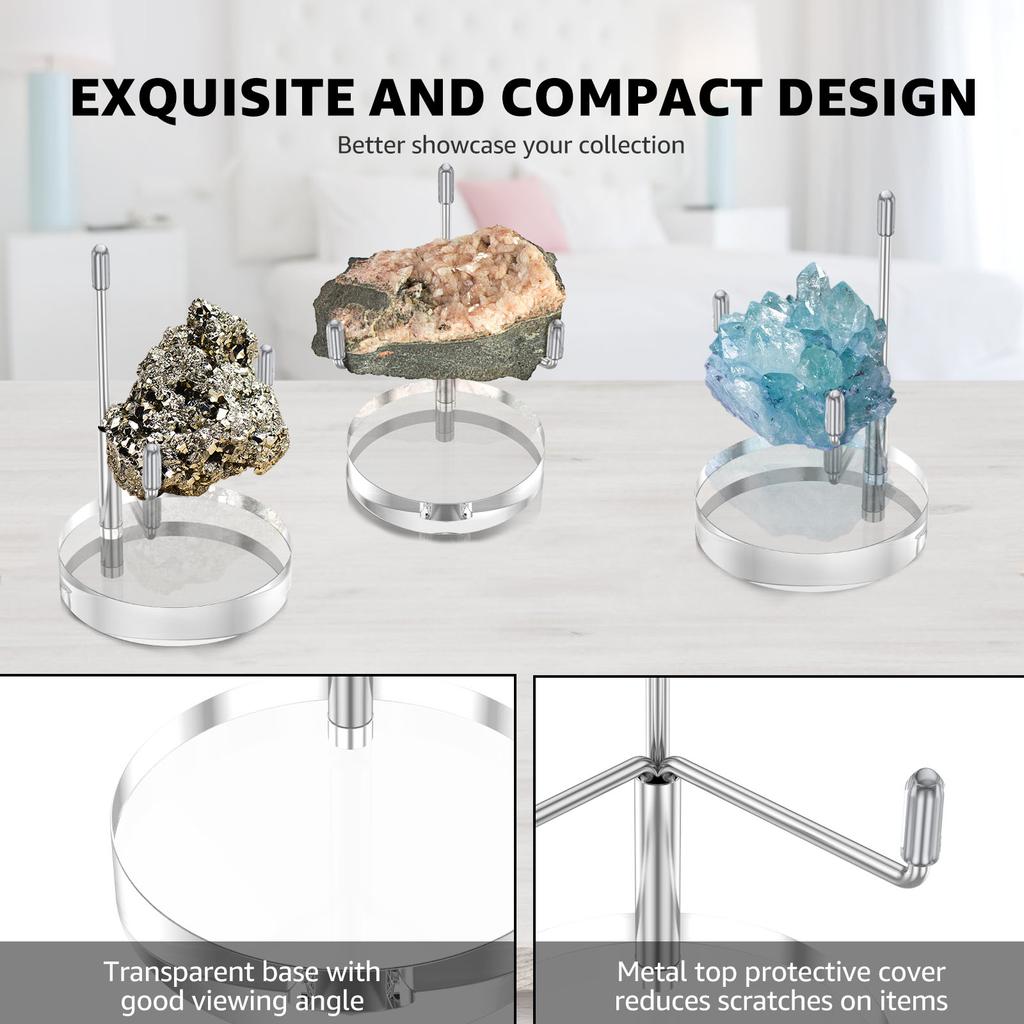 3 Stück Kristall Transparente Basis Ausstellungsständer Acryl Aufsteller für Mineralien Edelsteine Kleine Sammlerstücke Regal für Haushalt