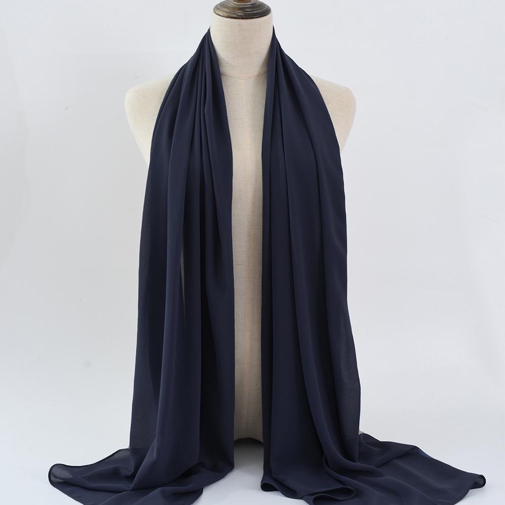 Damen einfarbiger Perlen-Chiffon-Bubbleschal, langer Seiden-Kopfschal, 70x180cm, nahöstlicher Stil