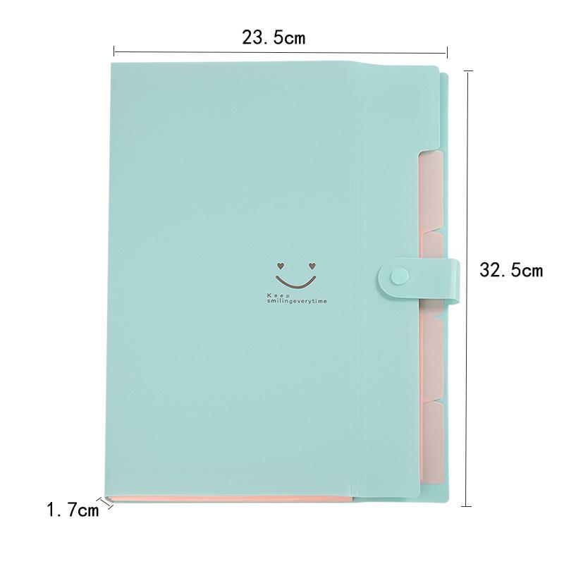 Smiley Pp Folder A4 Information Book Spot Five Grid Smile File Bag Purple Button