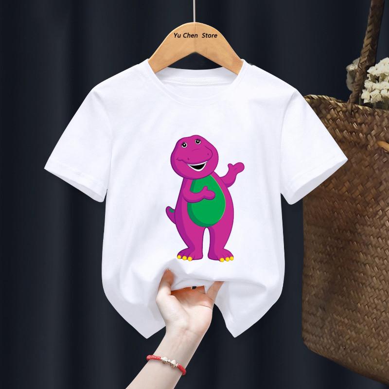 2026 New Dinosaur Barney Friends Boys and Girls T-Shirt Cartoon Animation Children's Fashion Cute Clothing