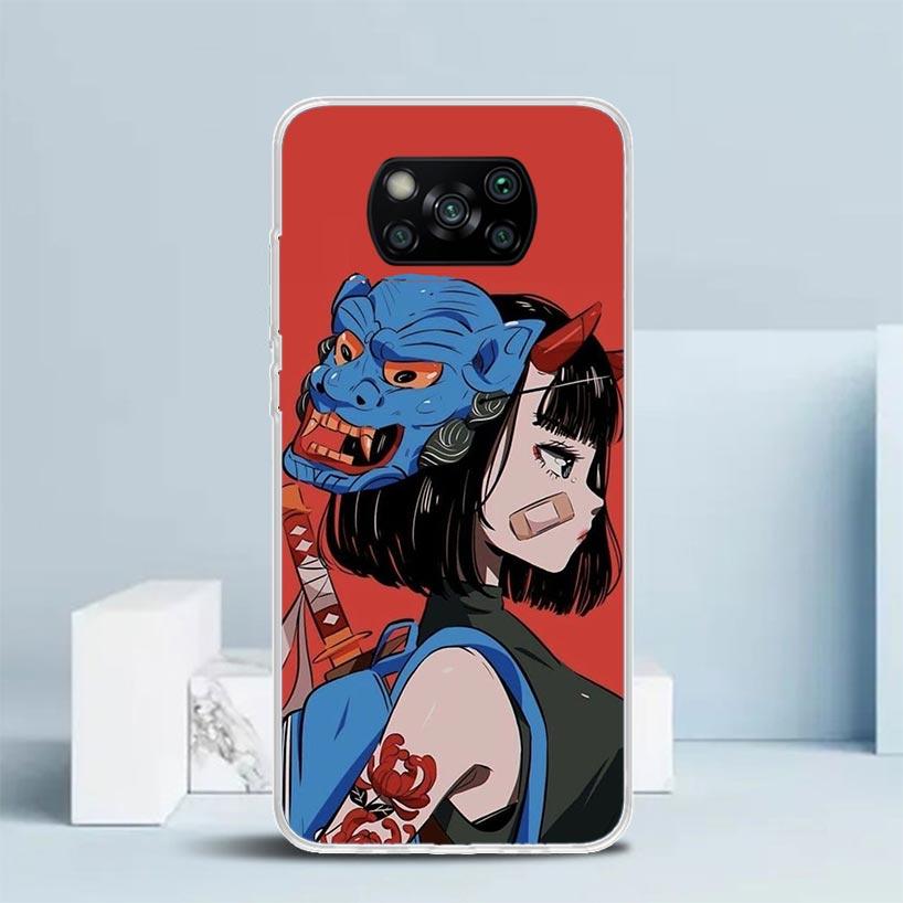 Japanese Style Anime Girl Phone Case For Xiaomi Poco F7 Ultra X5 X6 X7 Pro M7 Redmi 15C 15 13C 13 12C 12 10C 10 10A 9 9C 9A 9T C