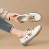 GKTINOO Women Sneakers 2025 Spring New Genuine Leather Loafers Women Casual Soft Soled Lace-up Women's White Shoes Large Size