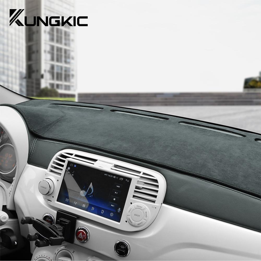 Flanell Armaturenbrettabdeckung für Fiat 500 2008-2025 Abarth 595 2012 2013 2014 2015 2016 2017 2018 2019 2020 2025-2025 Sonnenschutz Matte Teppich Pad