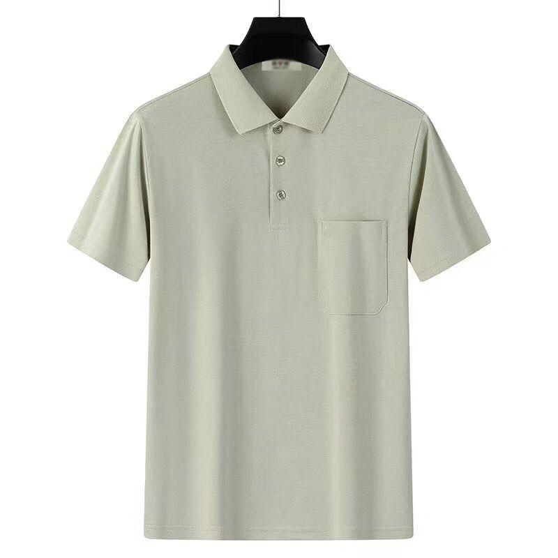 

Мужская летняя светло-зеленая короткорукавная рубашка-поло с карманом L зелёный