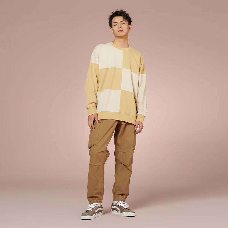 Vans Colorblock Schachbrett Rundhals Pullover Sweatshirt Unisex Oberteile Terrakotta VN000BYQYUU