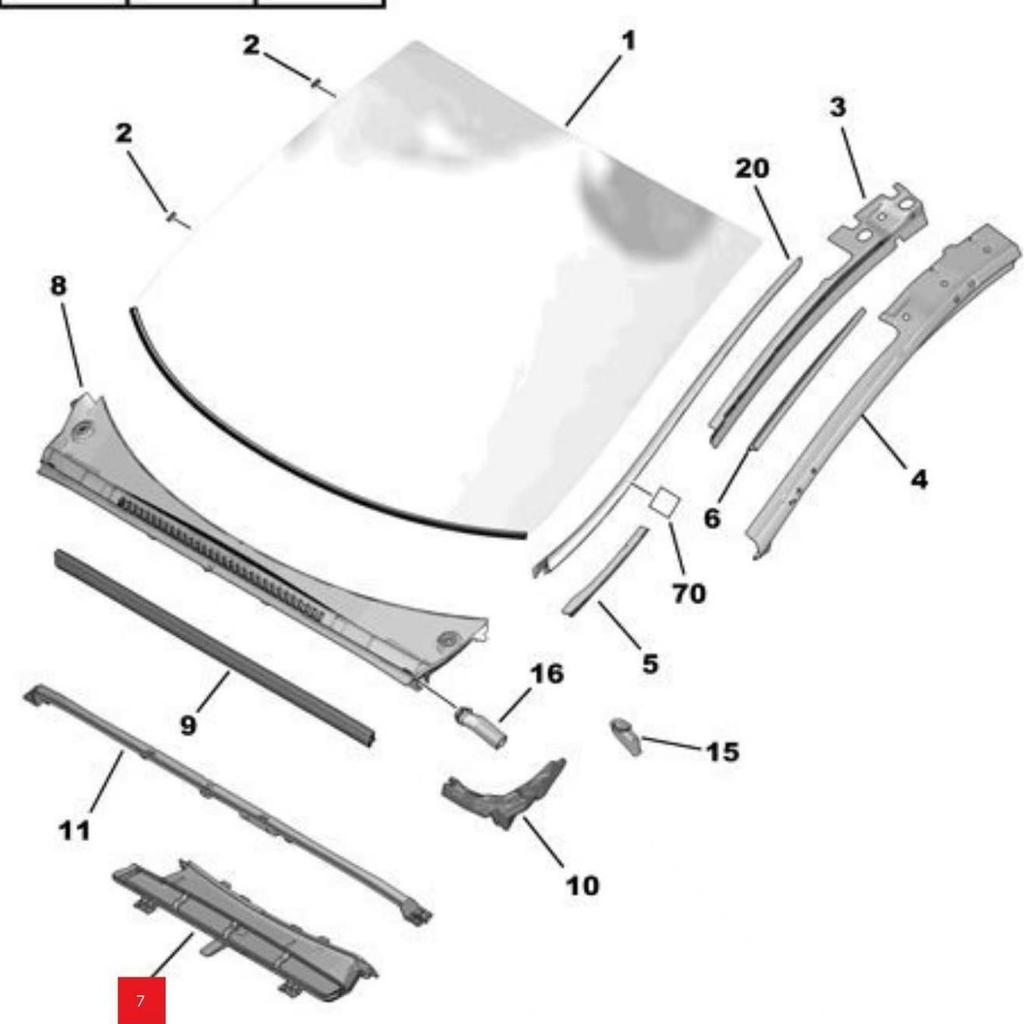 Peugeot 3008 Front Panel Center Rain Tray Bracket (Part 9800796880)