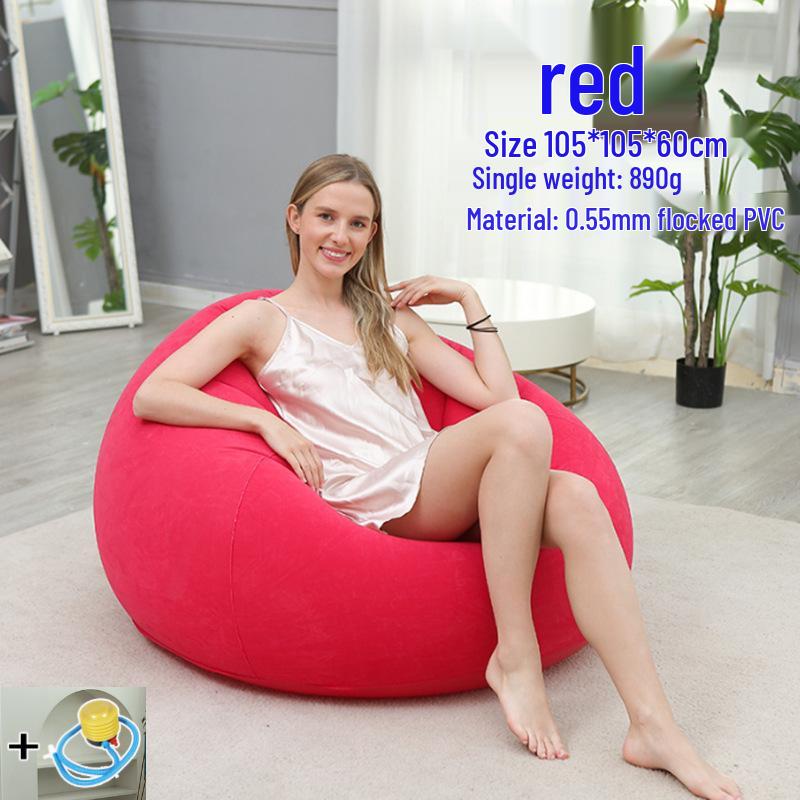 Coffee Inflatable Sphere Bean Bag Chair - Flocked Recliner Sofa