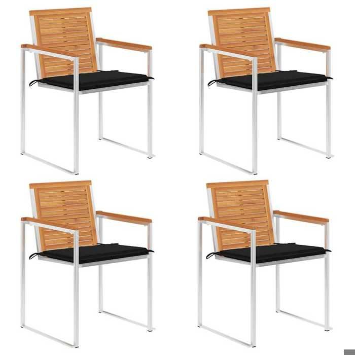 Exclusive House - Garden Chairs Set of 4 with Cushions Solid Acacia Wood
