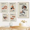 Retro Dim Sum Sushi Sashimi Ramen Wall Art Print Nostalgiczny Japońskie Jedzenie Modny Nowoczesny Wystrój Kuchni Bubble Milk Tea Plakat Bez Ramki