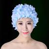 Women's Pleated Flower Swimming Cap Free Size Soft Long Hair Breathable Shower Cap Beach Surfing Protect Ears Elastic Caps Cozy