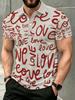 Men's Outdoor Polo Shirt, Available in Multiple Sizes. Features a Beige Base with All-over Red "love" Handwritten Doodle Print, and a Light White