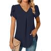 Damen Trendiges Unterhemd T-Shirt Sommer Einfach Damen V-Ausschnitt Blütenblattärmel Shirt Damenhemd