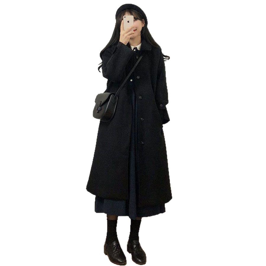Women's Mid-Length Maoni Coat: 2025 Winter Korean Style, Thickened Slimming Over-the-Knee Woolen Coat
