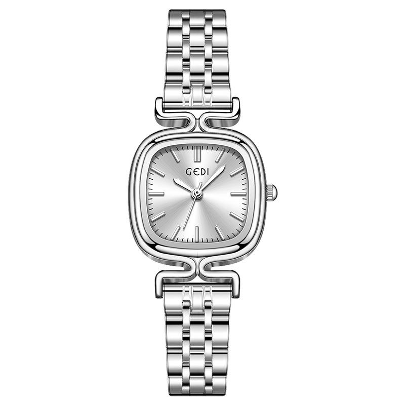 Women S Simple High-Value Small Square Steel Belt Watch Niche High-End Dopamine Quartz Watch