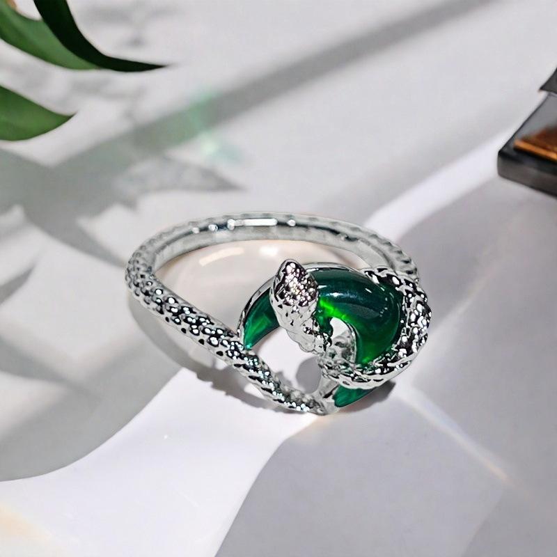 Винтажное Темное Ветер Звезда Полумесяц Змея Кольцо Нишевый Дизайн Готическая Личность Панк Многослойное Хип-Хоп Кольцо Женское Adjustable opening