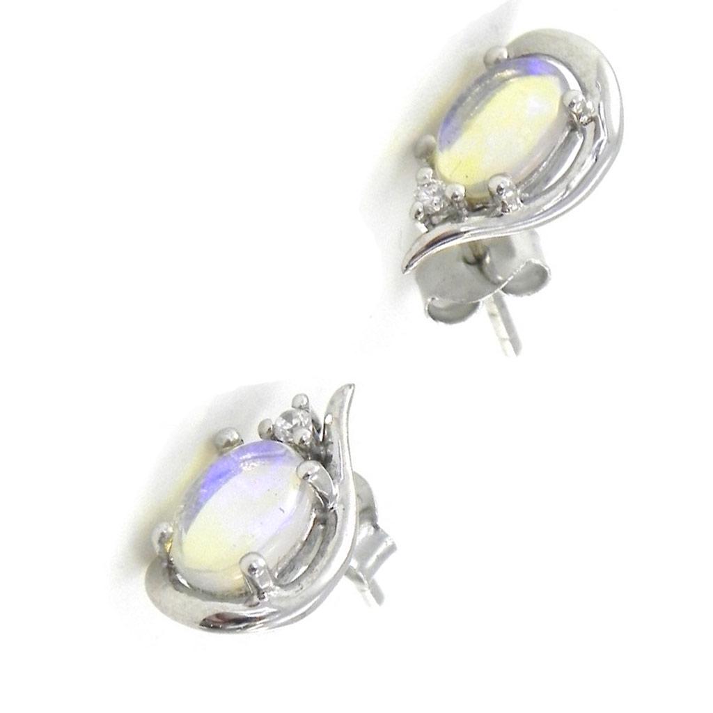 Les Trésors De Lily [I8911] - Silver Earrings 'Goddess Opal' Blue Opal