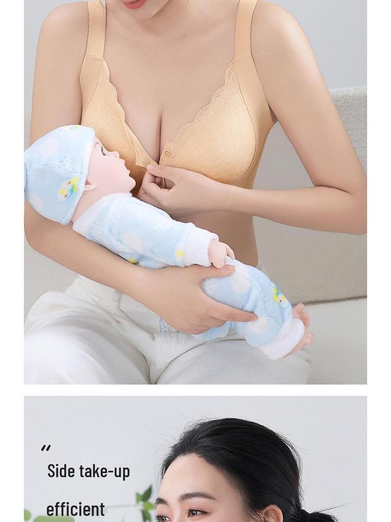 Plus-Size Women's Front-Buckle Nursing Bra: Seamless, Comfortable, for Middle-Aged & Elderly.