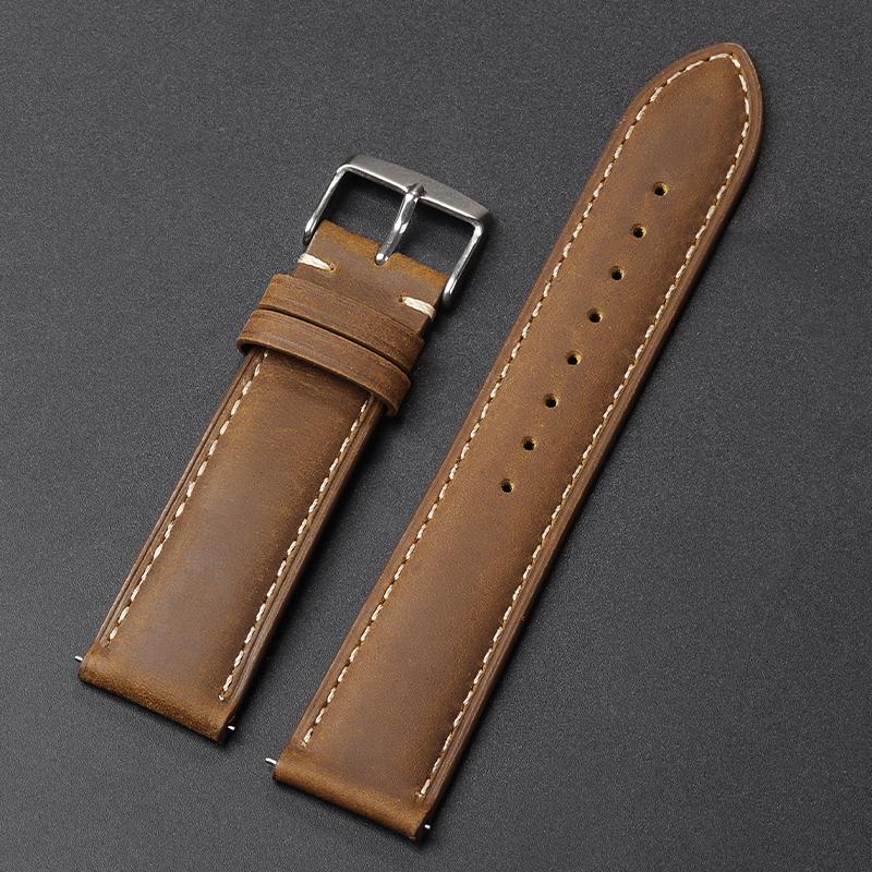 18mm 20mm 22mm Watchband Genuine Leather Watch Strap Replacement Belt Vintage Brown Strap Quick Release Bracelet for Men Women