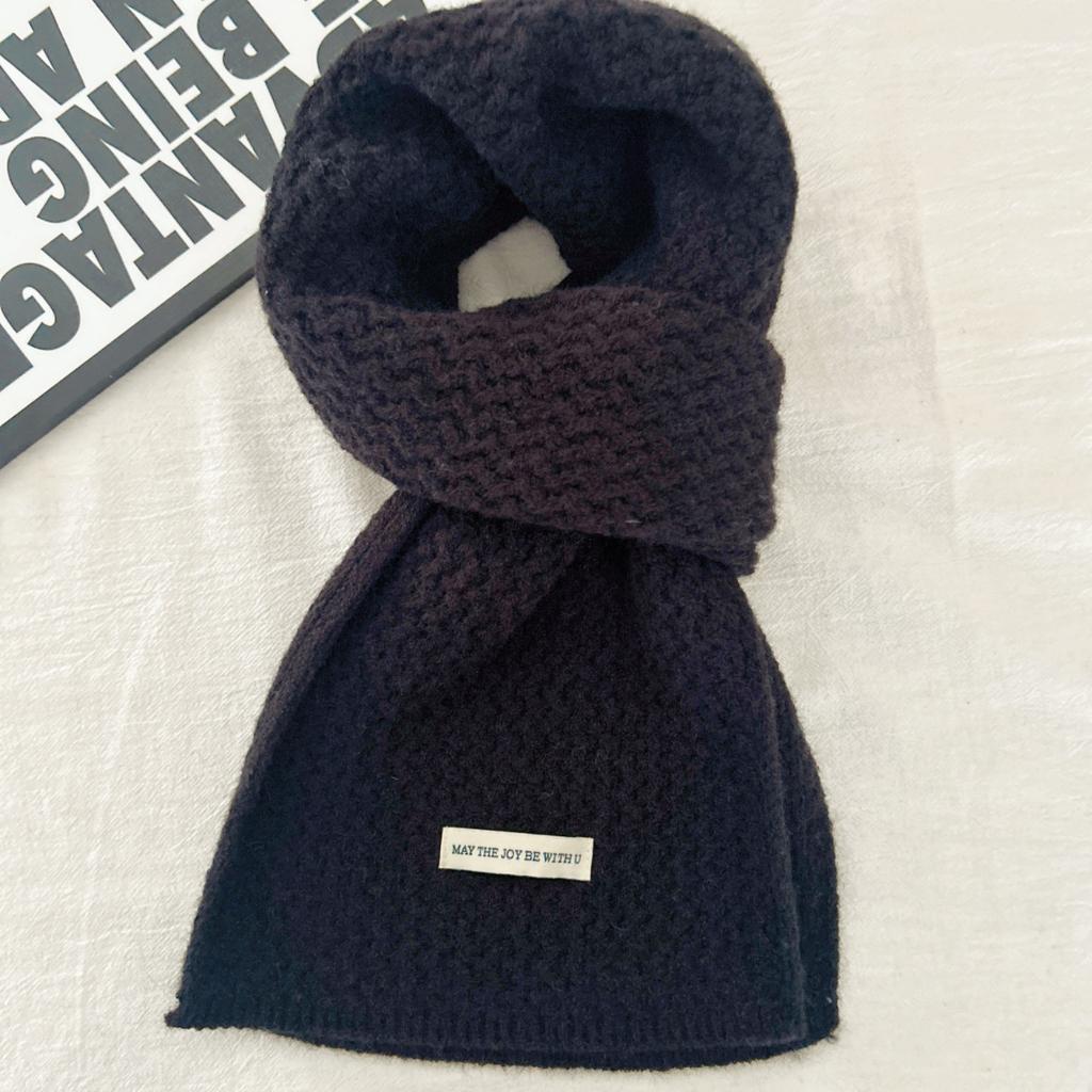 Autumn and Winter Solid Color Coarse Needle Knitted Scarf, Thickened Soft Waxy Warm Wool Scarf Women's Simple Long Scarf