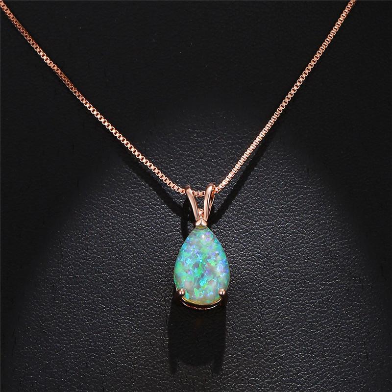 Fengxuancai Water Drop Opal Pendant Necklace Elegant High-end Versatile Niche Collarbone Chain for Women Fashion Jewelry