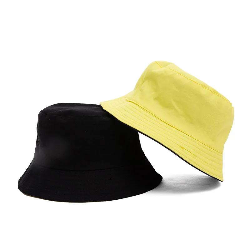 Spring and Summer Cotton Solid Double Sided Bucket Hat Fisherman Outdoor Travel Hat Sun Cap for Men and Women 282