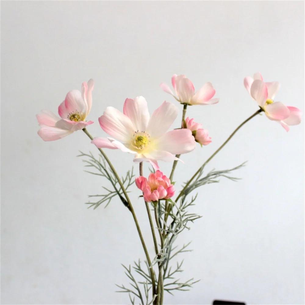 Artificial Gesang Flower Single Branch 4 Fork Queen Cosmos Fake Flower Silk Flower Bouquet Living Room Wedding Home Decoration