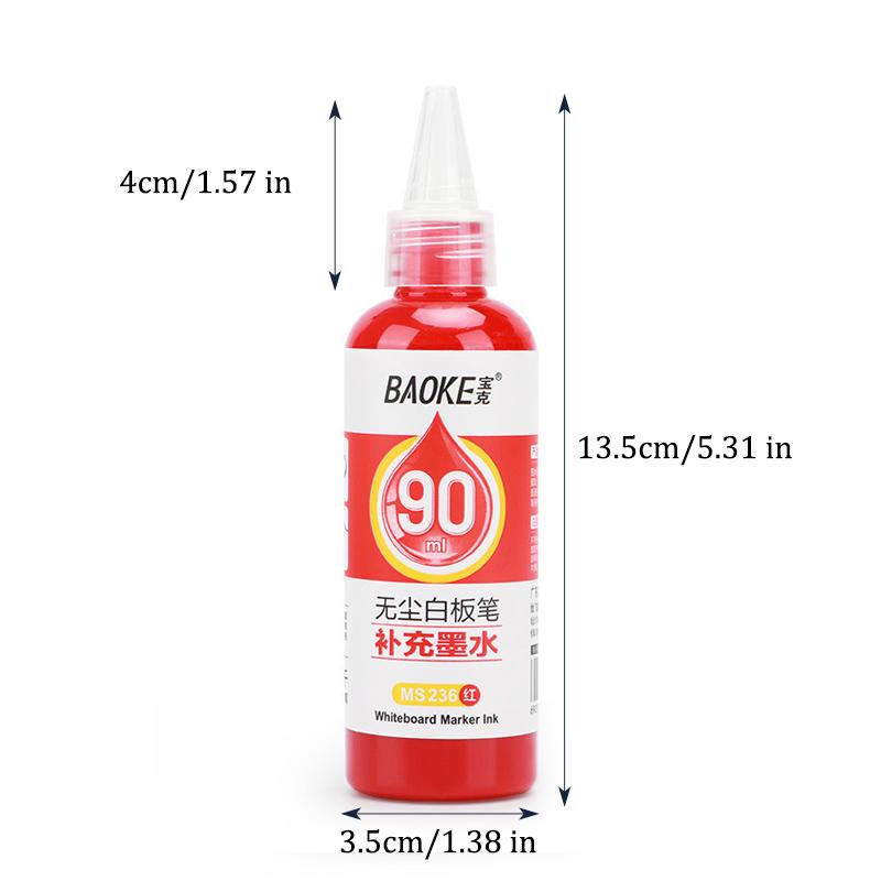 1 Box 90ml Whiteboard-Marker-Tinte Nachfüllflüssigkeiten Rote Blaue Schwarze Farben Kompatibel mit Allen Abwischbaren Whiteboard-Markern