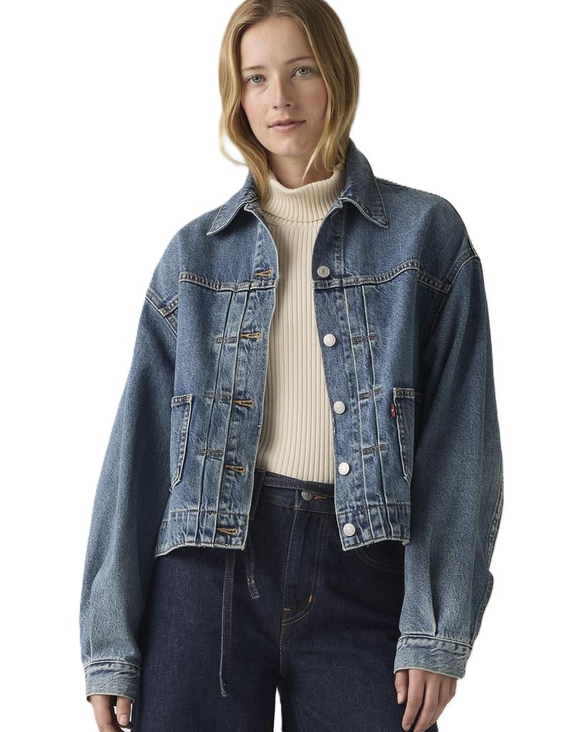 Levi's Denim Jacket Balloon Sleeve Trucker Jacket Women's 003NQ-0003 US L