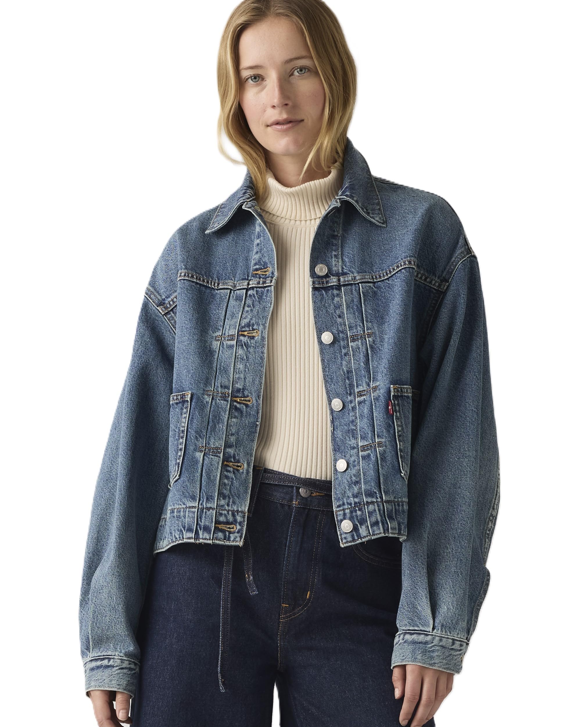 Levi s Denim Jacket Balloon Sleeve Trucker Jacket Women s 003NQ-0003 US L