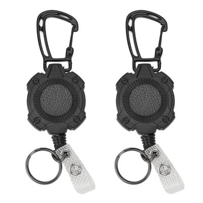 2 PCS Retractable Key Chain High Resiliency 31.5in Frosted Shell Heavy Duty Key Holder Belt Clip