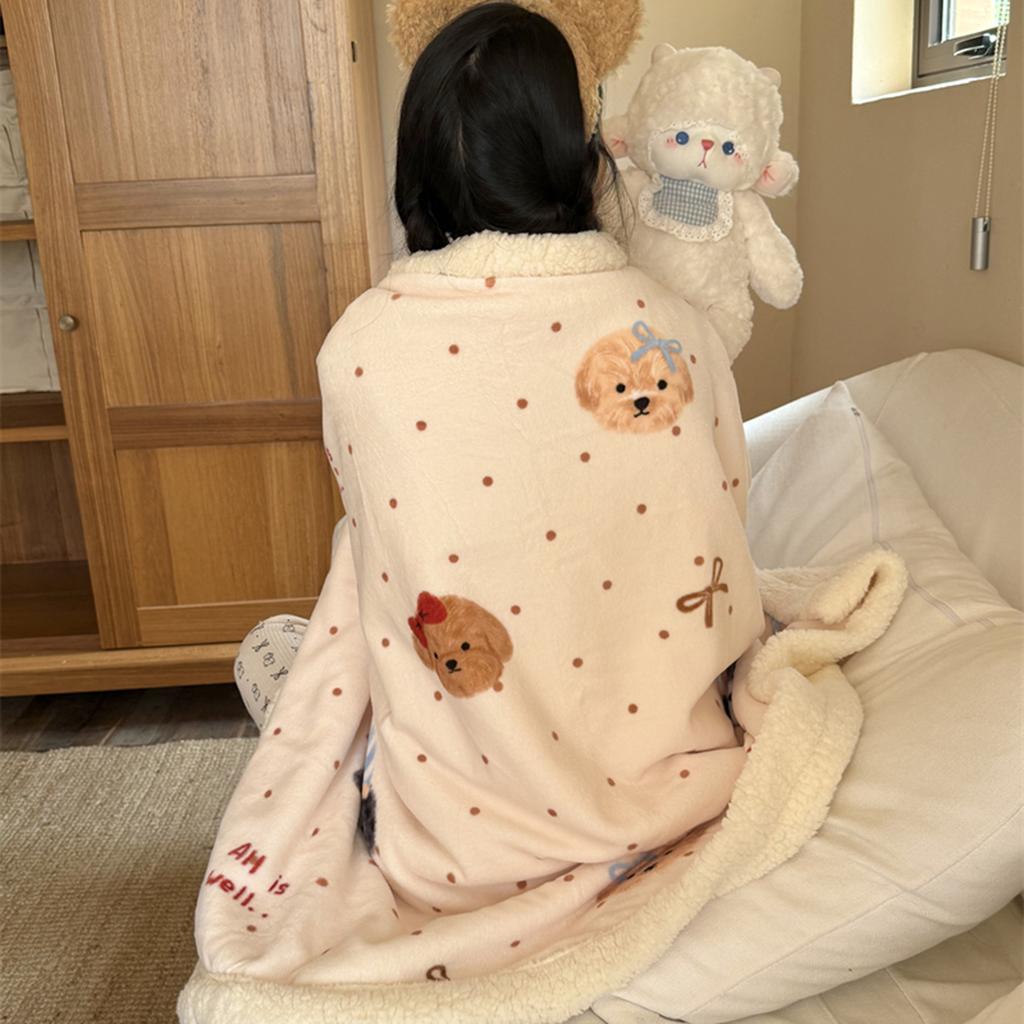 Thickened Lamb & Coral Fleece Cartoon Animation Winter Blanket for Office Nap Air Conditioning Sofa Cover & Kindergarten Use