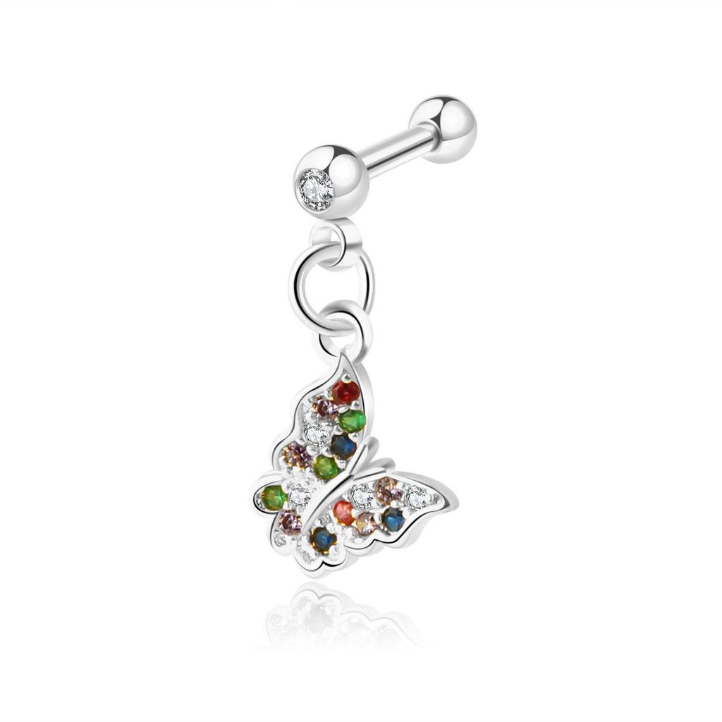 Zircon Stainless Steel Cartilage Stud Earrings - European & American Style