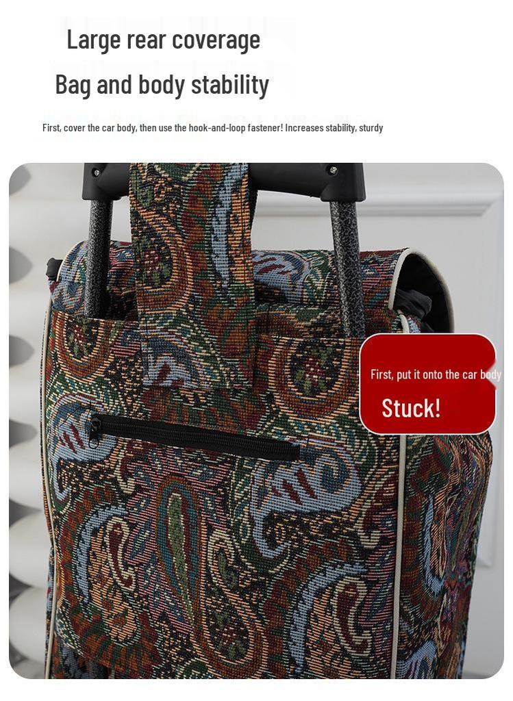 Foldable Ethnic-Style Shopping Cart for Groceries and Luggage
