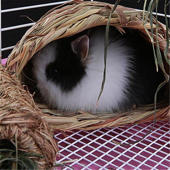 Woven Straw Pet Rabbit Hamster Guinea Pig Cage Nests House Toy Chinchilla Bed